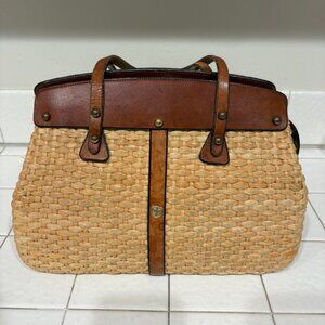 VIntage straw and leather purse (satchel style)